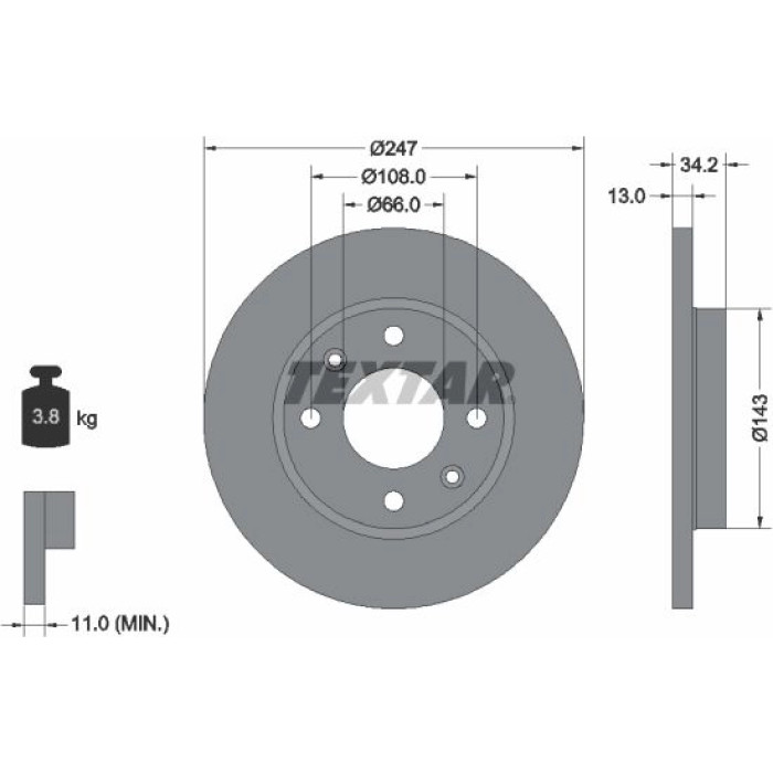 Textar 92092803 Bremsscheibe PRO Textar 92092803 Bremsscheibe PRO