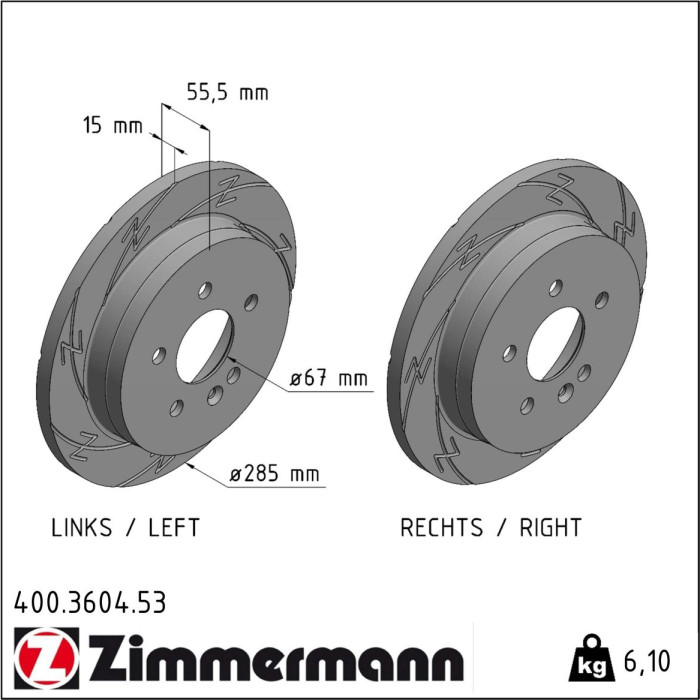 Zimmermann 400.3604.53 Bremsscheibe BLACK Z Zimmermann 400.3604.53 Bremsscheibe BLACK Z