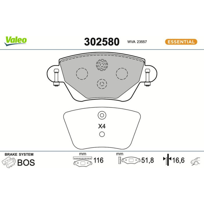 Valeo 302580 Bremsbelagsatz, Scheibenbremse ESSENTIAL Valeo 302580 Bremsbelagsatz, Scheibenbremse ESSENTIAL