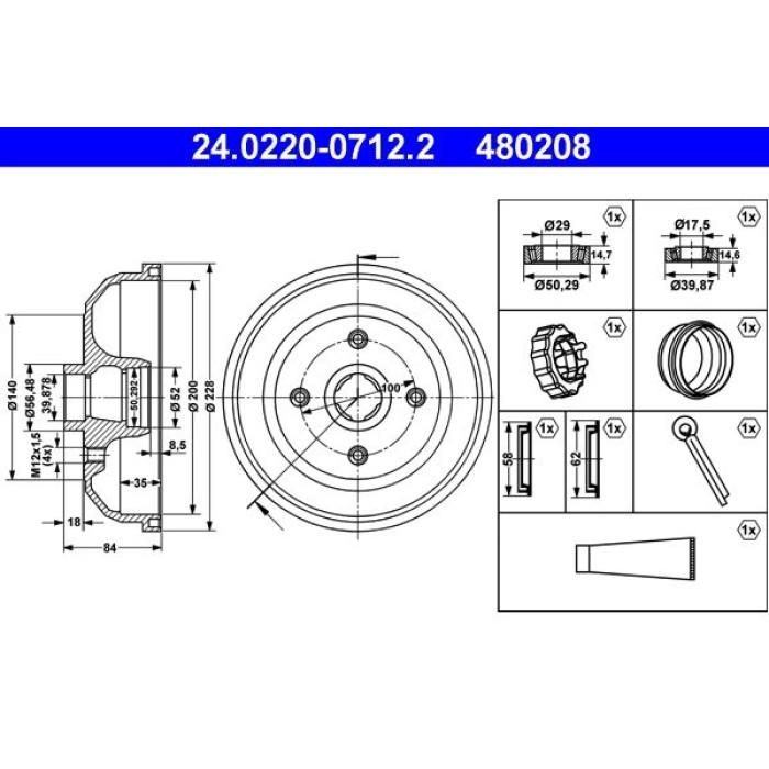 ATE 24.0220-0712.2 Bremstrommel ATE 24.0220-0712.2 Bremstrommel