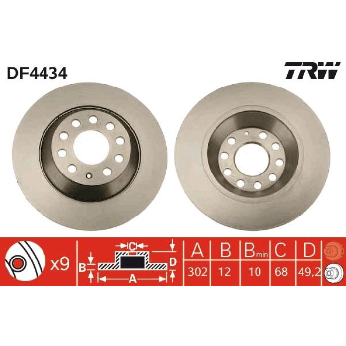 TRW DF4434 Bremsscheibe TRW DF4434 Bremsscheibe