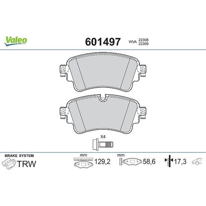 Valeo 601497 Bremsbelagsatz, Scheibenbremse Valeo 601497 Bremsbelagsatz, Scheibenbremse