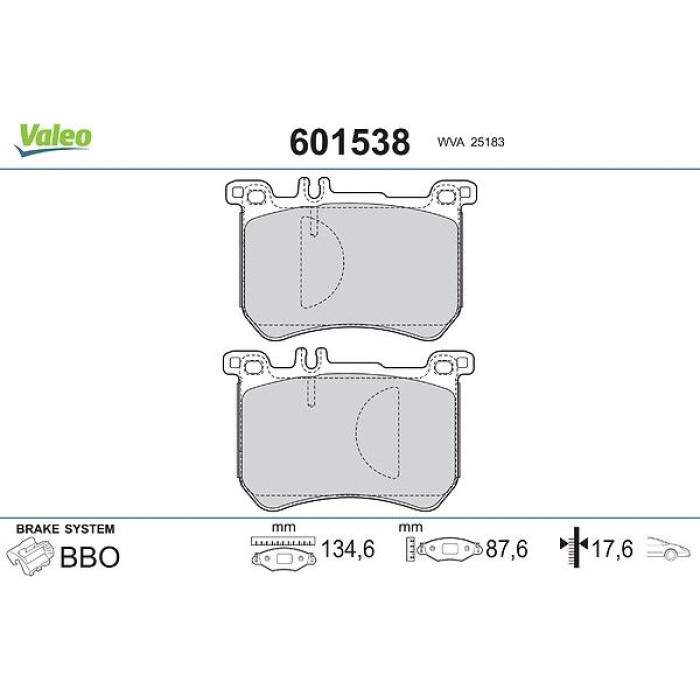 Valeo 601538 Bremsbelagsatz, Scheibenbremse Valeo 601538 Bremsbelagsatz, Scheibenbremse