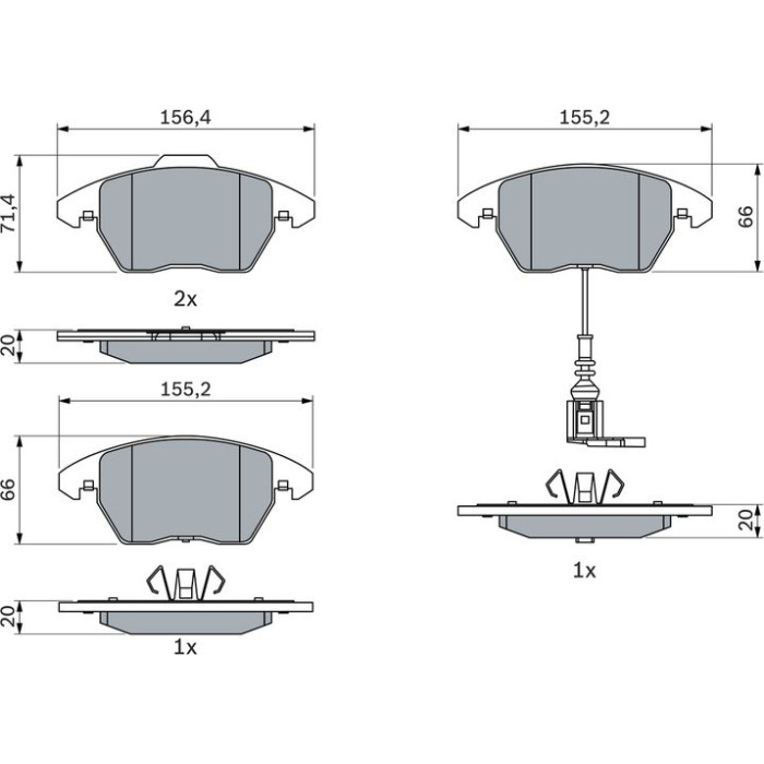 BOSCH 0 986 495 412 Bremsbelagsatz, Scheibenbremse