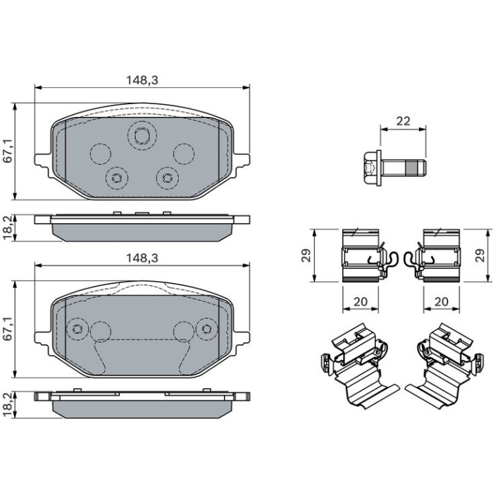 BOSCH 0 986 460 165 Bremsbelagsatz, Scheibenbremse BOSCH 0 986 460 165 Bremsbelagsatz, Scheibenbremse