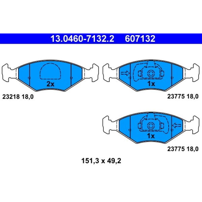 ATE 13.0460-7132.2 Bremsbelagsatz, Scheibenbremse ATE 13.0460-7132.2 Bremsbelagsatz, Scheibenbremse