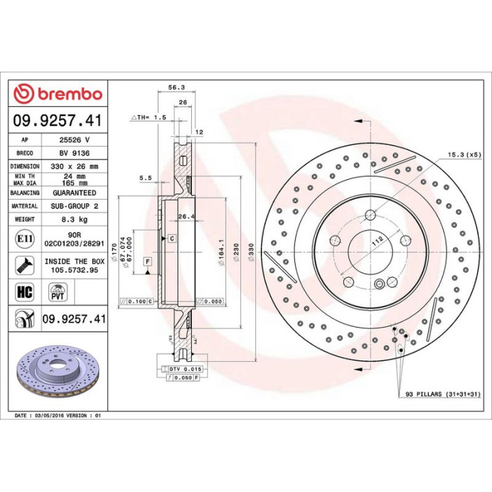 Brembo 09.9257.41 Bremsscheibe PRIME LINE - UV Coated Brembo 09.9257.41 Bremsscheibe PRIME LINE - UV Coated