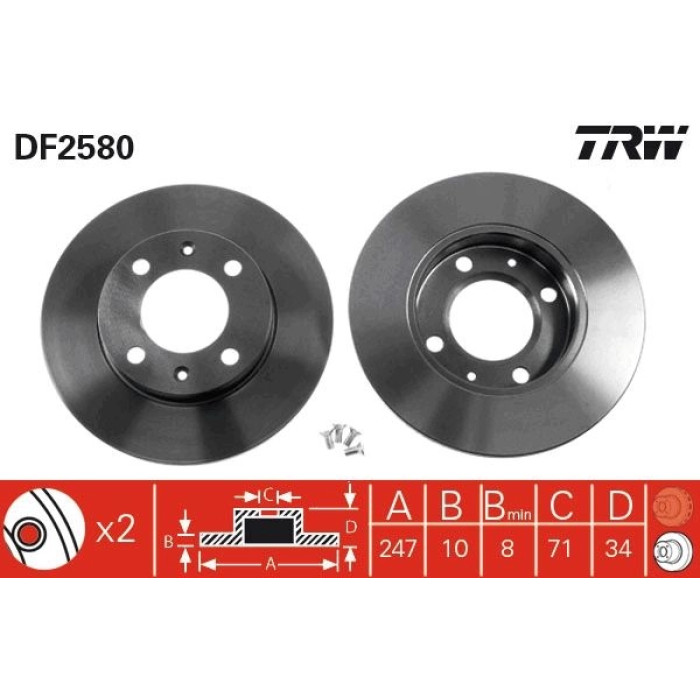 TRW DF2580 Bremsscheibe TRW DF2580 Bremsscheibe