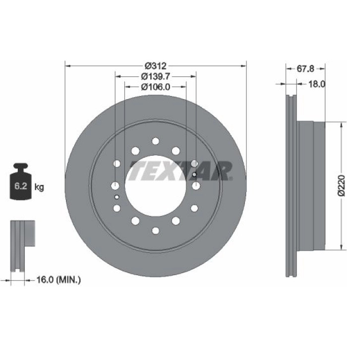 Textar 92170103 Bremsscheibe PRO