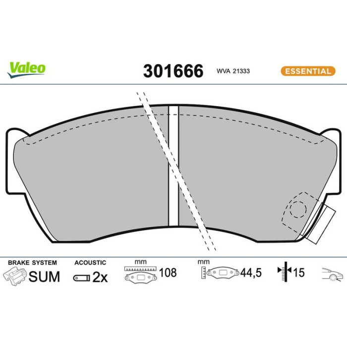Valeo 301666 Bremsbelagsatz, Scheibenbremse ESSENTIAL