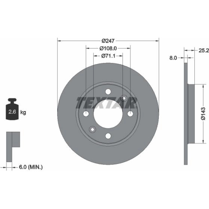 Textar 92055003 Bremsscheibe PRO Textar 92055003 Bremsscheibe PRO