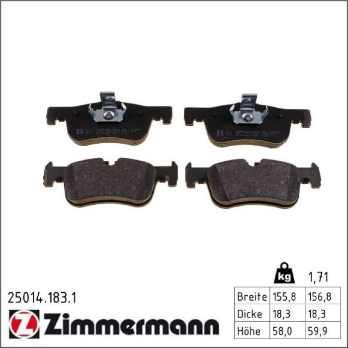 Zimmermann 25014.183.1 Bremsbelagsatz, Scheibenbremse Zimmermann 25014.183.1 Bremsbelagsatz, Scheibenbremse