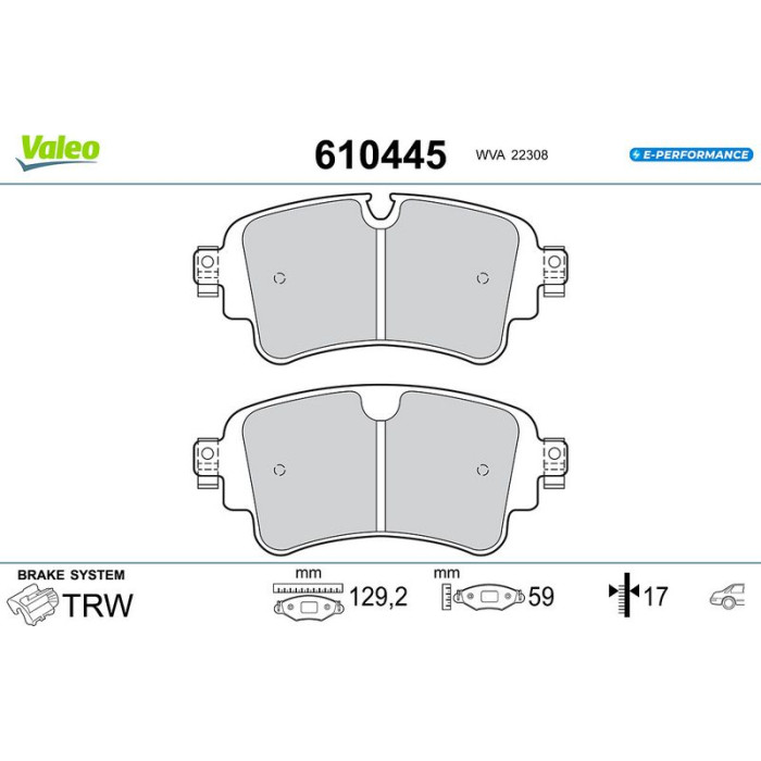 Valeo 610445 Bremsbelagsatz, Scheibenbremse E-PERFORMANCE Valeo 610445 Bremsbelagsatz, Scheibenbremse E-PERFORMANCE