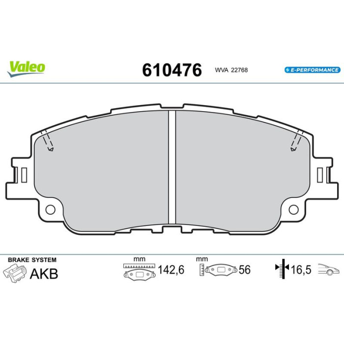 Valeo 610476 Bremsbelagsatz, Scheibenbremse E-PERFORMANCE Valeo 610476 Bremsbelagsatz, Scheibenbremse E-PERFORMANCE