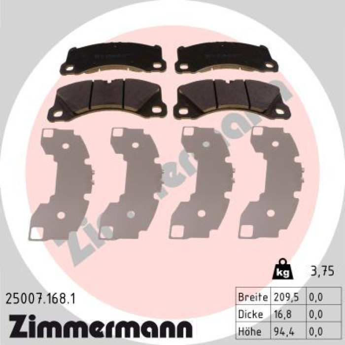 Zimmermann 25007.168.1 Bremsbelagsatz, Scheibenbremse