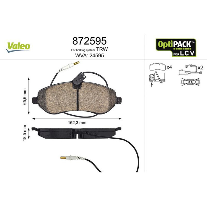 Valeo 872595 Bremsbelagsatz, Scheibenbremse OPTIPACK for LCV