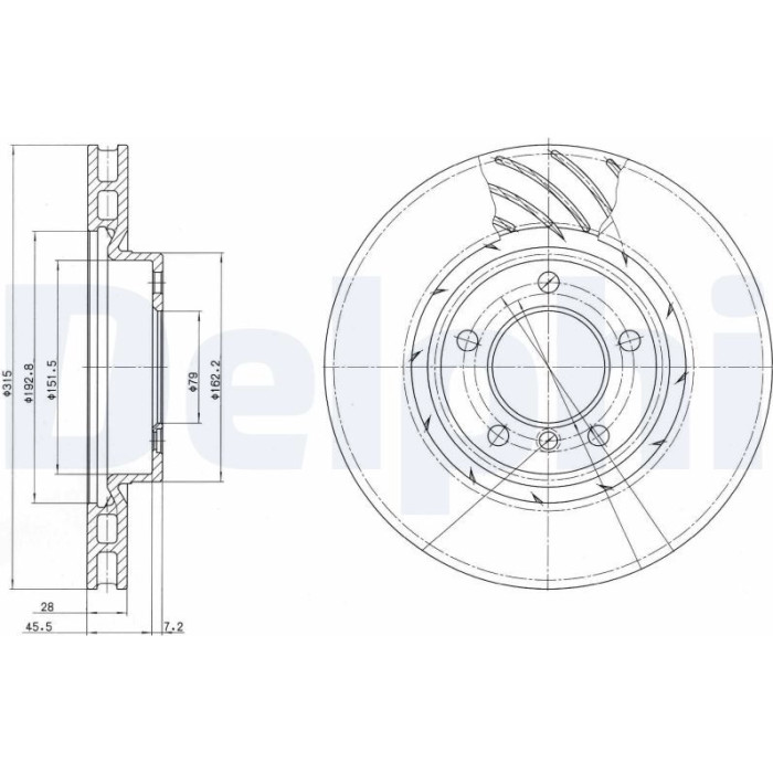 Delphi BG3215 Bremsscheibe Delphi BG3215 Bremsscheibe
