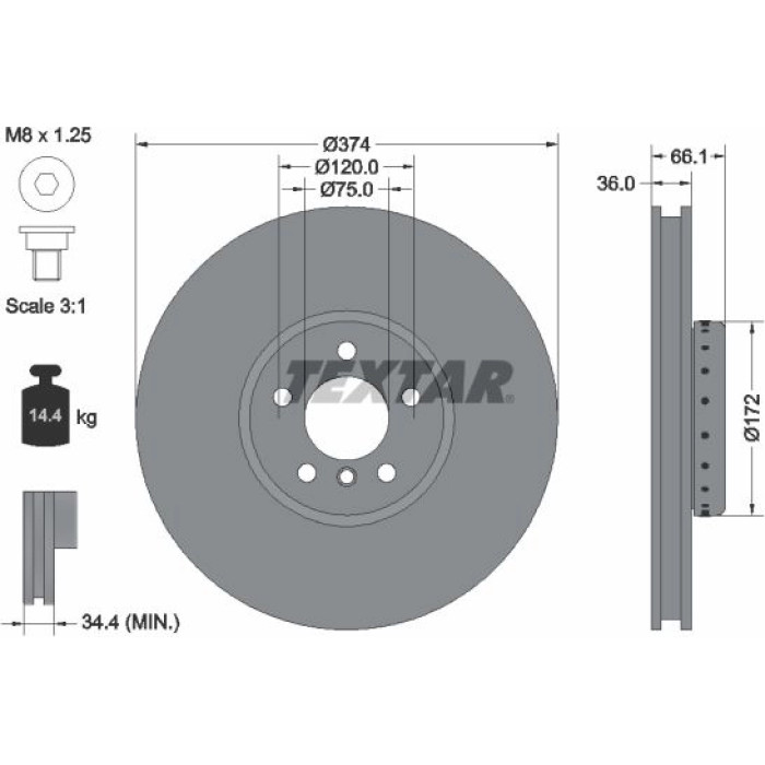 Textar 92266225 Bremsscheibe PRO+ Textar 92266225 Bremsscheibe PRO+