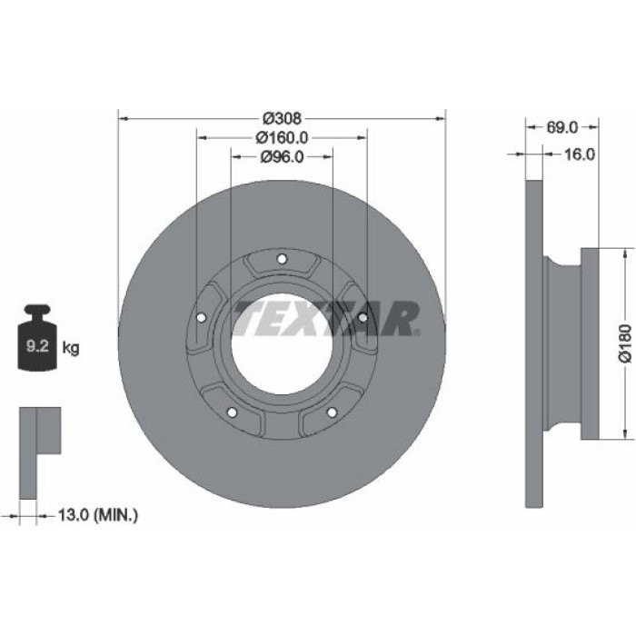 Textar 92292603 Bremsscheibe PRO Textar 92292603 Bremsscheibe PRO
