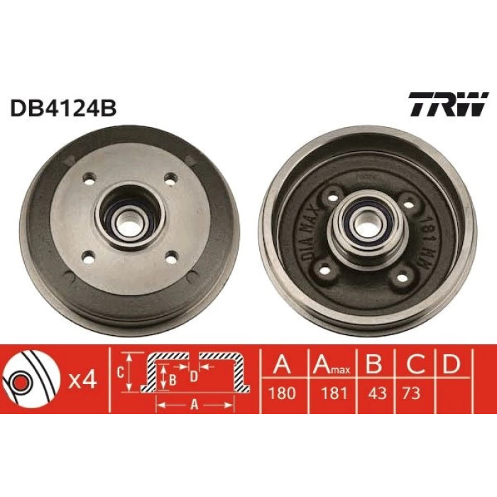 TRW DB4124B Bremstrommel