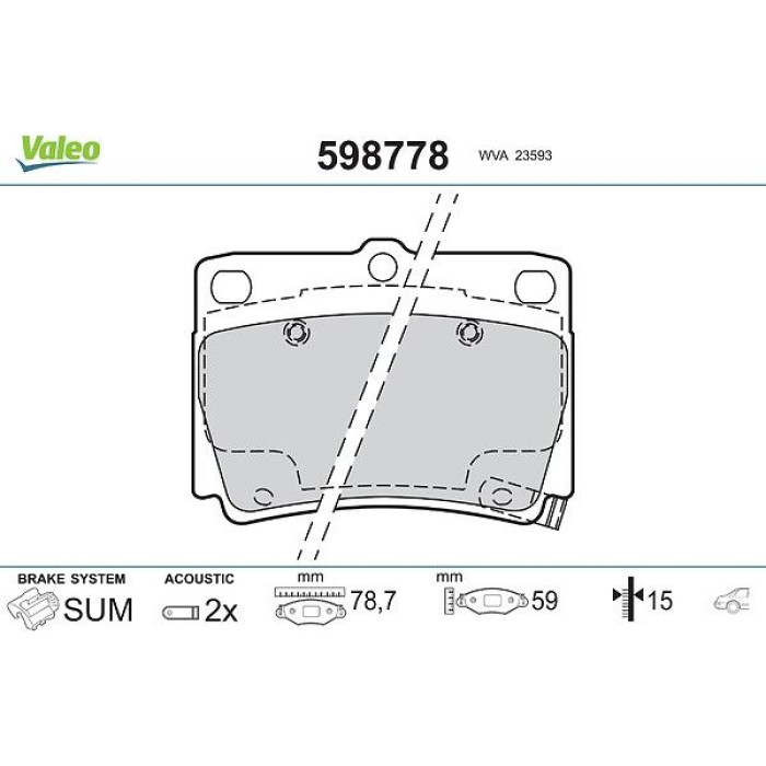 Valeo 598778 Bremsbelagsatz, Scheibenbremse Valeo 598778 Bremsbelagsatz, Scheibenbremse