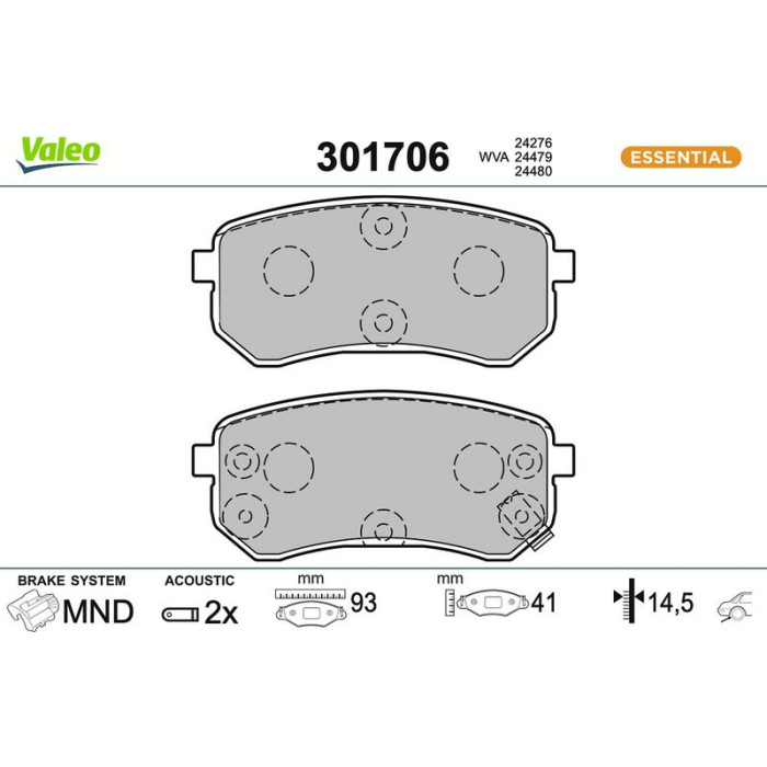 Valeo 301706 Bremsbelagsatz, Scheibenbremse ESSENTIAL Valeo 301706 Bremsbelagsatz, Scheibenbremse ESSENTIAL