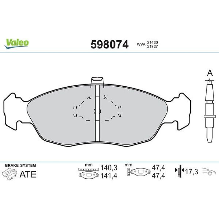 Valeo 598074 Bremsbelagsatz, Scheibenbremse Valeo 598074 Bremsbelagsatz, Scheibenbremse