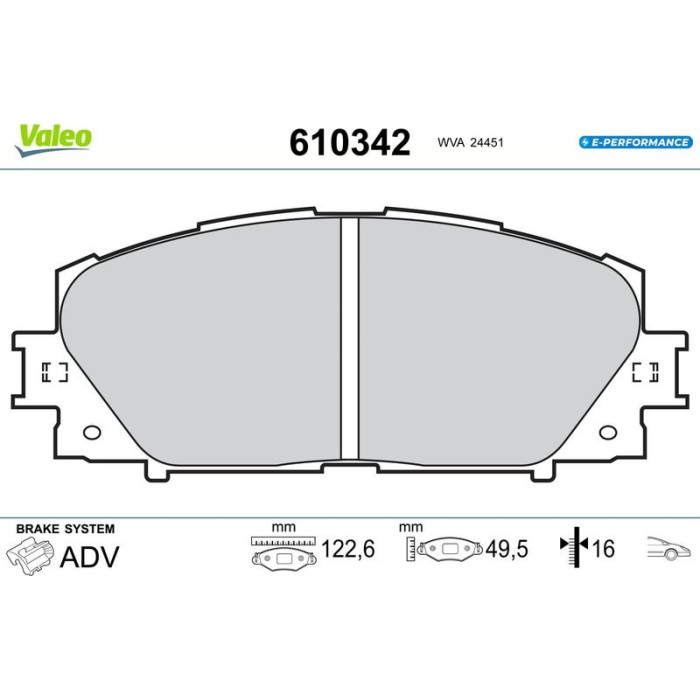 Valeo 610342 Bremsbelagsatz, Scheibenbremse E-PERFORMANCE Valeo 610342 Bremsbelagsatz, Scheibenbremse E-PERFORMANCE
