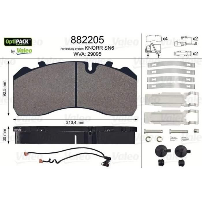 Valeo 882205 Bremsbelagsatz, Scheibenbremse OPTIPACK
