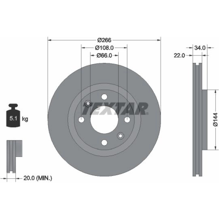 Textar 92111503 Bremsscheibe PRO Textar 92111503 Bremsscheibe PRO