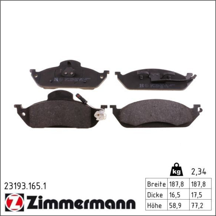 Zimmermann 23193.165.1 Bremsbelagsatz, Scheibenbremse Zimmermann 23193.165.1 Bremsbelagsatz, Scheibenbremse