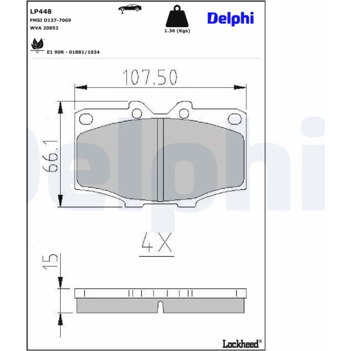 Delphi LP448 Bremsbelagsatz, Scheibenbremse Delphi LP448 Bremsbelagsatz, Scheibenbremse