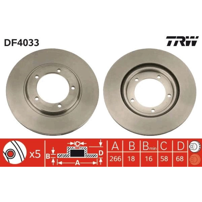 TRW DF4033 Bremsscheibe TRW DF4033 Bremsscheibe