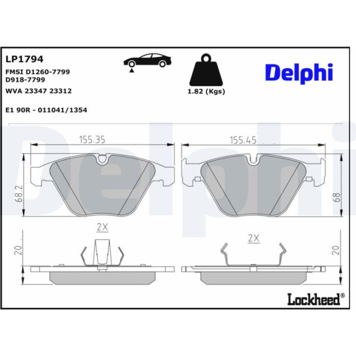 Delphi LP1794 Bremsbelagsatz, Scheibenbremse