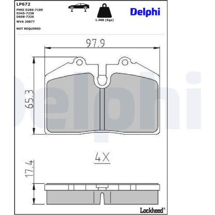 Delphi LP672 Bremsbelagsatz, Scheibenbremse Delphi LP672 Bremsbelagsatz, Scheibenbremse