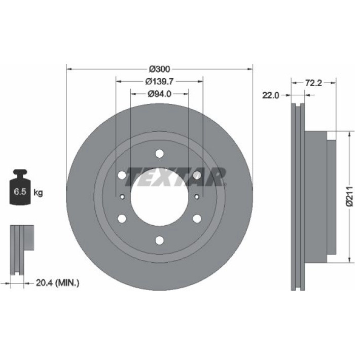 Textar 92135103 Bremsscheibe PRO Textar 92135103 Bremsscheibe PRO