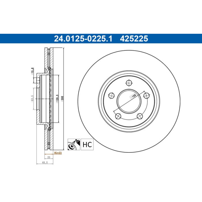 ATE 24.0125-0225.1 Bremsscheibe