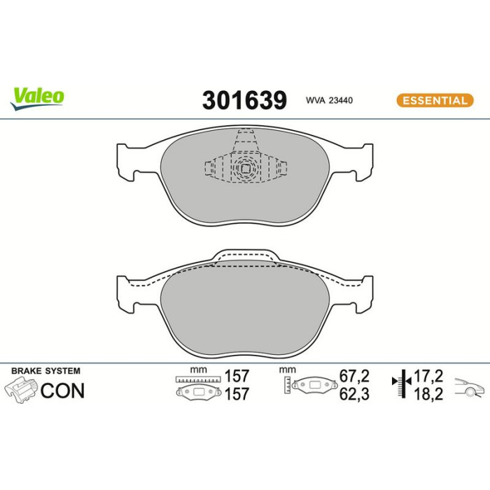 Valeo 301639 Bremsbelagsatz, Scheibenbremse ESSENTIAL Valeo 301639 Bremsbelagsatz, Scheibenbremse ESSENTIAL