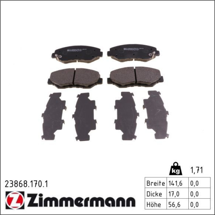 Zimmermann 23868.170.1 Bremsbelagsatz, Scheibenbremse Zimmermann 23868.170.1 Bremsbelagsatz, Scheibenbremse