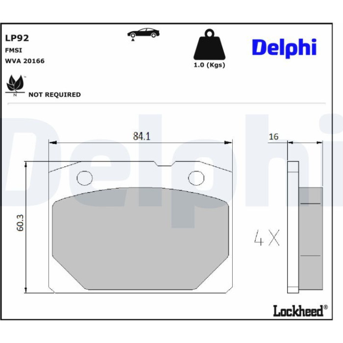 Delphi LP92 Bremsbelagsatz, Scheibenbremse Delphi LP92 Bremsbelagsatz, Scheibenbremse