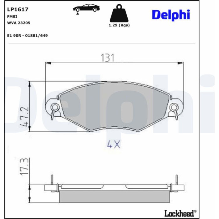 Delphi LP1617 Bremsbelagsatz, Scheibenbremse Delphi LP1617 Bremsbelagsatz, Scheibenbremse