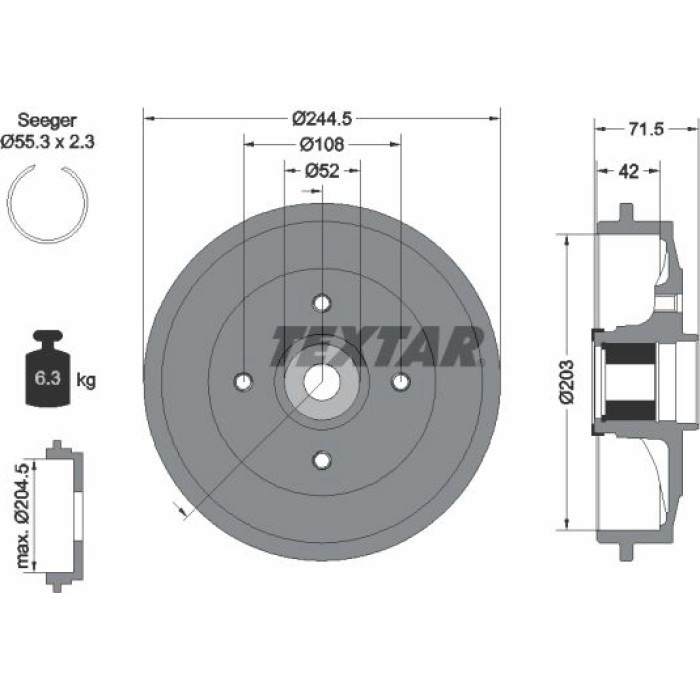 Textar 94041200 Bremstrommel Textar 94041200 Bremstrommel