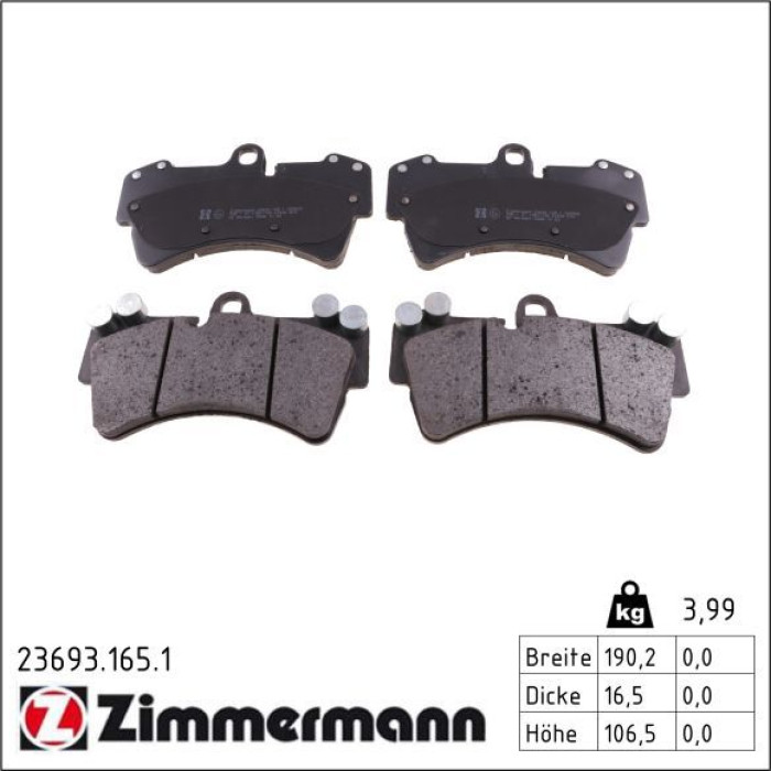 Zimmermann 23693.165.1 Bremsbelagsatz, Scheibenbremse Zimmermann 23693.165.1 Bremsbelagsatz, Scheibenbremse