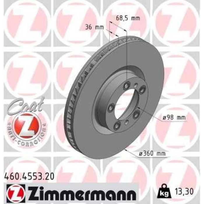 Zimmermann 460.4553.20 Bremsscheibe Coat Z Zimmermann 460.4553.20 Bremsscheibe Coat Z
