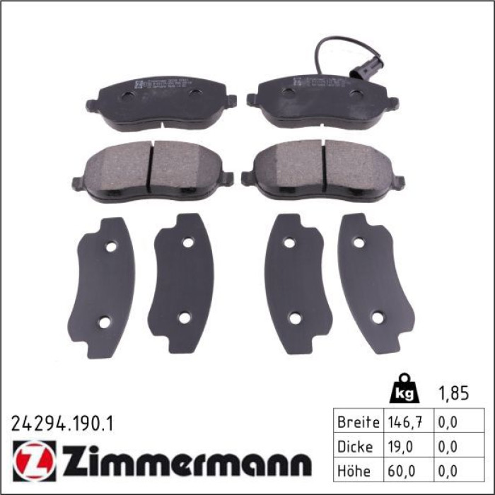 Zimmermann 24294.190.1 Bremsbelagsatz, Scheibenbremse Zimmermann 24294.190.1 Bremsbelagsatz, Scheibenbremse