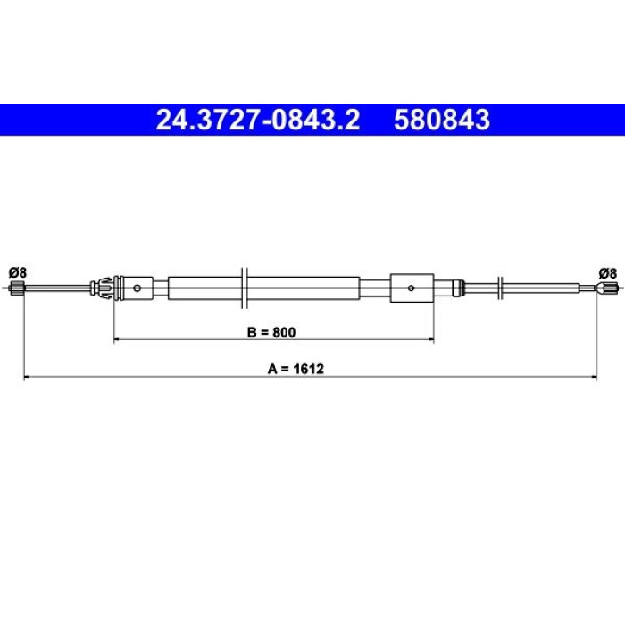 ATE 24.3727-0843.2 Seilzug, Feststellbremse ATE 24.3727-0843.2 Seilzug, Feststellbremse