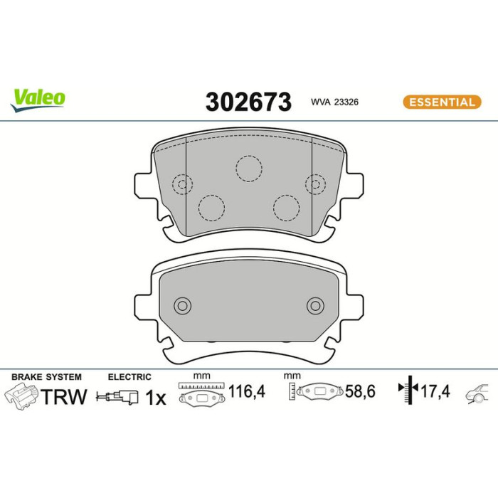 Valeo 302673 Bremsbelagsatz, Scheibenbremse ESSENTIAL