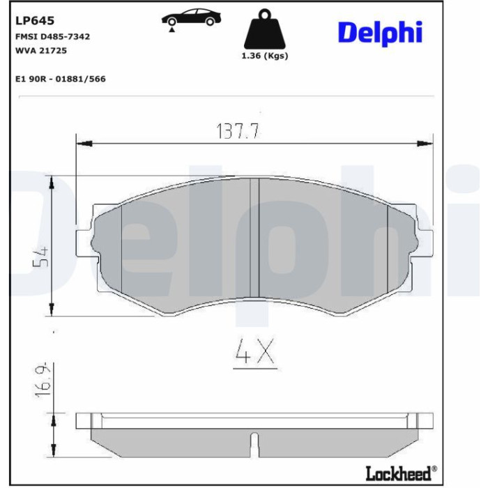 Delphi LP645 Bremsbelagsatz, Scheibenbremse Delphi LP645 Bremsbelagsatz, Scheibenbremse