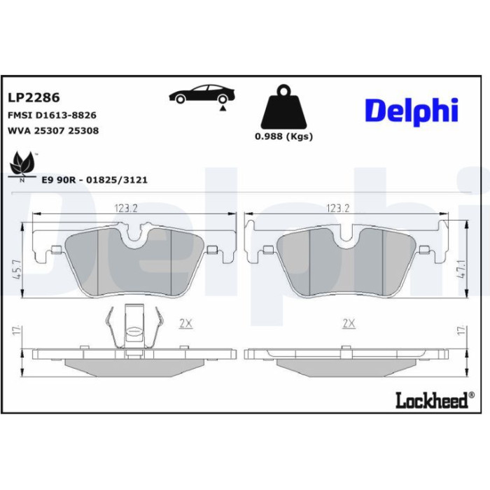 Delphi LP2286 Bremsbelagsatz, Scheibenbremse Delphi LP2286 Bremsbelagsatz, Scheibenbremse