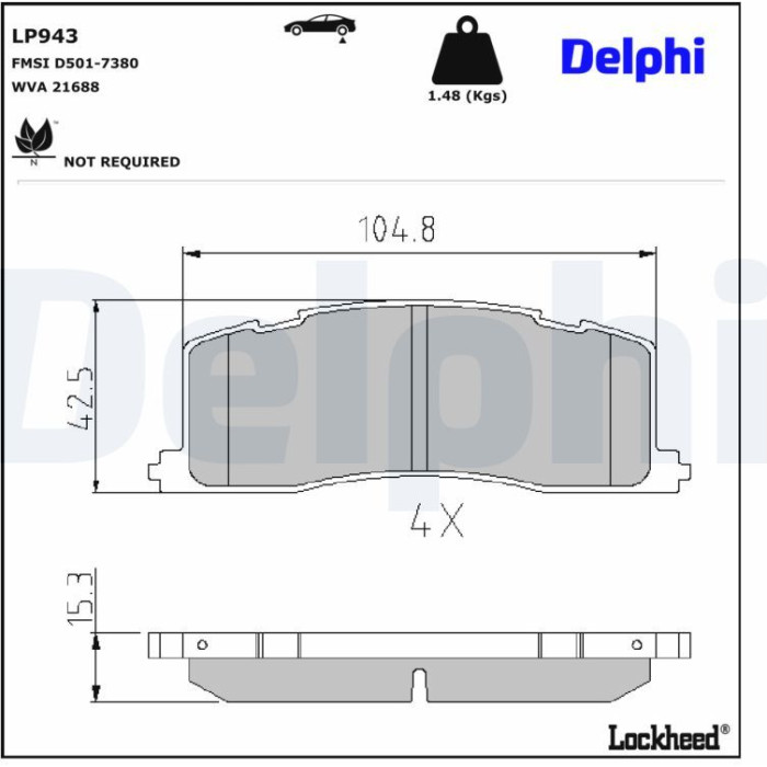 Delphi LP943 Bremsbelagsatz, Scheibenbremse Delphi LP943 Bremsbelagsatz, Scheibenbremse